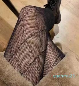Kvinna Luxurys Fashion Leg Tights med Mesh Silk Stockings Breattable Womens Sexiga underkläder Black Letters Jacquard Lace Stockin