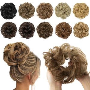 Syntetiska peruker Syntetiskt hårbulle Messy Curly Elastic Hair Scrunchies Hairpieces Syntetiska Chignon Donut Updo Hair Pieces for Women 231006