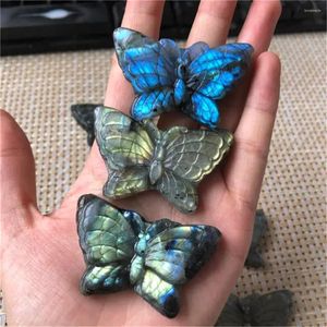 Estatuetas decorativas atacado Natur Crystal Stone Cristais Cura Pedras Labradorite Borboleta