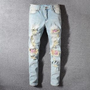 mens designer jeans mens luxury denim Fashion men tattered motorcycle cowboy tattered Blue brand slim motorcycle cowboy selle289e