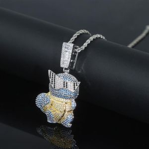 Iced Out Bling Cz Симпатичные Черепахи Подвеска Ожерелье Micro Pave Кубический Циркон Мужская Мода Хип-Хоп Панк Ювелирные Изделия200n