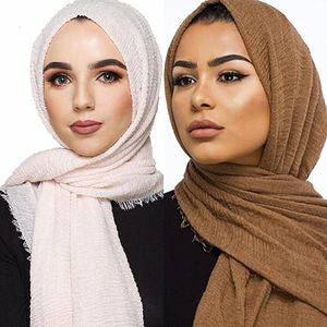 Bandanas Durag Big Size Warm Muslim Women Hijab For Woman Crinkle Scarf Soft Cotton Headscarf Islamic Autumn Winter Shawl and Wraps 231005