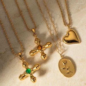 Pendant Necklaces Uworld Romantic Heart Rose Flower Necklace Statement Stainless Steel Trendy 18K Plated Metal Perfect Piece