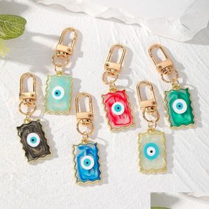 Key Rings Rec Turkish Evil Eye Keychains Lucky Resin Blue Pink Red Chain Keyring For Men Women Car Pendant Drop Delivery Jewe Dhgarden Dhqoe