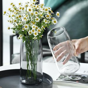 Вазы, современный домашний декор, скандинавская прозрачная стеклянная ваза для гостиной, простое гидропонное украшение, настольная бутылка с цветком, подарок