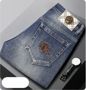 Nya jeansbyxor byxa mäns byxor sträcker höstvinter ddicon broderade nära passande jeans bomullslakor tvättade rak affär casual cq8258