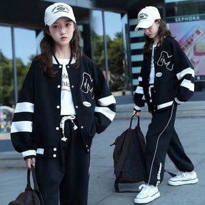 Clothing Sets 2023 Autumn Children Tracksuit Teen Girls Baseball Uniform Suits Sports Jackets +Pants 2Pcs Outfits Korean Style JK Loungewear 230927
