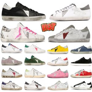 Altın Tasarımcı Sneakers Luxurys Loafers Sıradan Ayakkabı Deri İtalya Kirli Eski Ayakkabı Marka Kadın Erkekler Süper Yıldız Top Star Trainers Boyut 35-45