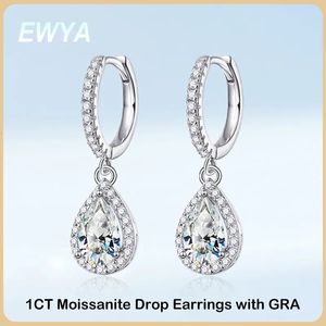 Ohrmanschette Ewya Classic 100 Real 1 Pear Cut Diamond Drop Ohrringe S925 Silber Ohrring Pt950 Fein Schmuck 231005