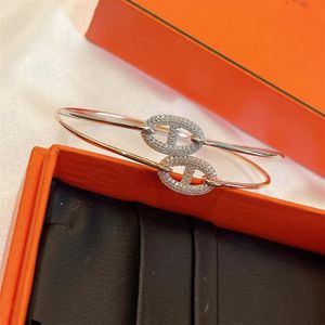 Chaine dancre Contour bangle para mulheres corrente incrustada de cristal link designer pulseira contador qualidade prata esterlina material offic311r