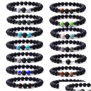 Beaded Wholesale 8mm Black Stone Strand Colorf Crystal Jade Beads Energy Buddha Armband For Women Män släpp leveranssmycken Dhgarden Dhxfy