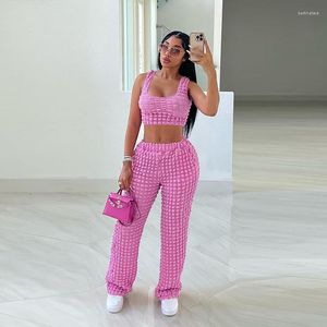 Kvinnors tvåbitar byxor kvinnor rosa 2 uppsättningar y2k outfits träning matchande träning sexig klubb slitage set 2023 mode elegant lady sommar