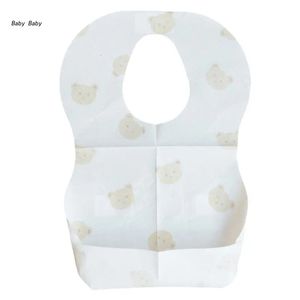 Babadores para arrotar panos Q81A Babadores descartáveis de 50 pacotes para bebês com estampa de urso de desenho animado babadores com bolso para bebê toalha de saliva de alta absorção 231006