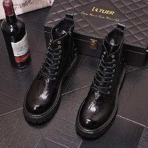 Neue Frühling Herbst Handgemachte Mode Business Casual Lace Up Ankle Stiefel Männer Stiefel Motorrad Große Größe 10A5