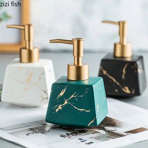 Liquid Soap Dispenser Ceramics Marbling Lotion Bottle Bathroom Accessories Handwashing Fluid Soap Dispenser Press The Bottle Soap Liquid Container 231005