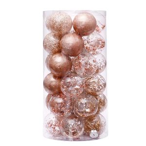 Decorações de Natal 6cm Rose Gold Christmas Tree Balls Plástico Clear Xmas Ball Ornament Decoração para Decoração de Árvore Natal Navidad Ano 231005