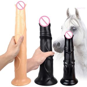 seks masagerlarge ogier duży symulowany penis żeńskie urządzenie masturbacji wtyczka analna rozszerzanie się gęstego długiego kutasa konia specjalne produkty dla dorosłych seksu