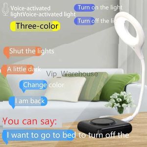 Masa lambaları LED Akıllı Sesli Gece Işığı Sesli Masa Lambası USB İndüksiyonlu Yatak Odası Başucu Lambası Yurt Sesle Etkinleştirilmiş Lamba YQ231006