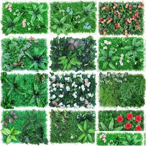 Decorative Flowers Wreaths 3D Green Artificial Plants Wall Decor Panel Fake Lawn Carpet Backdrop Garden Grass Flower Home Decoration D Dh9Zb