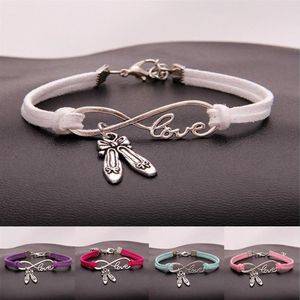 10pcs Lot Infinity Love 8 Tanzschuhe Ballettschuhe Anhänger Armband Charme Anhänger Frauen Männer Einfache Armbänder Armreifen Schmuck G2393