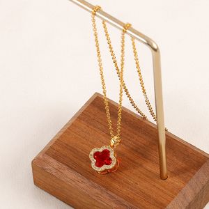 Fashion Women Luxury Designer Necklace Four Leaf Clover Pendant Necklace Link Chain 18K Gold Plated Titanium Steel Jewelry Christmas Gift