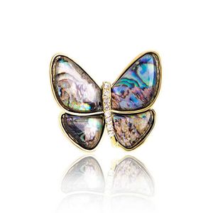 Designer Luxury Brooch Butterfly Brooch Female Anti Glare Imitation Abalone Shell Rhinestone Pin Cheongsam Accessory Cocoon Breaking Butterfly Brooch High-end