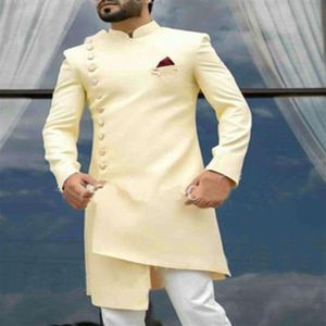Latest Irregular Design Men's Long Suit Jacket Indian Style Groom Wedding Dress 2 Pieces Party Tuxedo Terno Masculino 220411283Q
