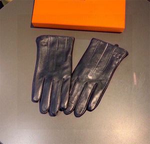 Designer-Handschuhe für Damen, Wintermode, luxuriöses Schaffell, handgefüttert, mit Kaschmir gefüttert, warme Herren-Lederhandschuhe, Fünf-Finger-Touchscreen