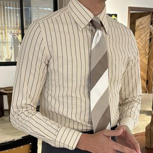 Men's Casual Shirts Spring Men Gentleman's Business Social Luxury Formal Shirt Contrasting Stripes Button Up For Dress Long Sleeve