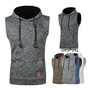 Coletes masculinos ginásio sem mangas com capuz fitness muscular pulôver colete bolso casual hiphop sem mangas colete diário rua moletom 231005