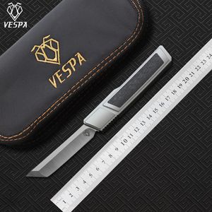 Высококачественный складной нож VESPA Ripper M390 с атласной ручкой 7075Aluminum CF Ножи для выживания на открытом воздухе в кемпинге EDC инструменты