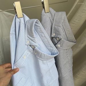 Erkekler Sıradan Gömlekler Kore Uzun Kollu Çizgili Gömlek Pamuk Oxd Kadın Üstleri Erkekler Giyim Camisas y Blusa