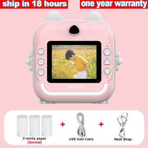Camcorders 24 Inch IPS Screen Kids Instant Camera Full HD Print Digital Light Ear With Lanyard Birthday Gifts Boys Gilrs 231006