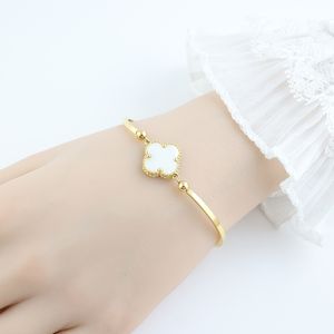 Designer Clover Pulseira Clássico 4/quatro Folhas Trevo Charme Pulseiras Bangle Cadeia 18K Banhado A Ouro Titânio Aço Mulheres Casamento Natal 728