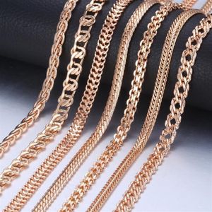 Chains Personalize Necklace For Women Men 585 Rose Gold Venitian Curb Snail Foxtail Link Fashion Jewelry 50cm 60cm CNN11233E