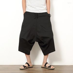 Herrenhose, Sommer, Low-End-Caprihose im chinesischen Stil, ethnisch, Übergröße, locker, lässig