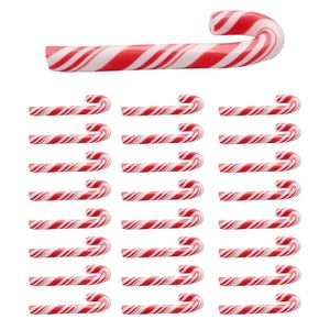 Christmas Decorations 100Pcs 30*8mm Christmas Candy Cane Miniature Food Dollhouse Red and White Handmade Home Decor Clay Candy Cane Christmas Decor 231005