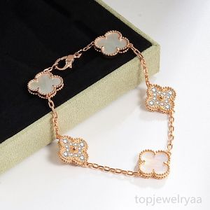 Cztery liście koniczyka matka perłowa Naszyjnik stały kolor Diamond dwa style 19 cm długie prezent świąteczny projektant klasyczny moda bransoletka 18k złota