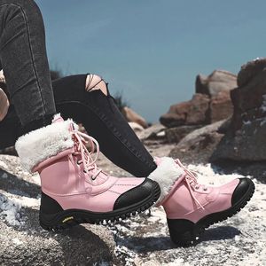 Snowboards Skis Boots Winter Women Snow Boots Snowboard Boots Martin Boots Plus Velvet Warm Waterproof Non-Slip High-Top Cotton Shoes Ski Shoes 231005