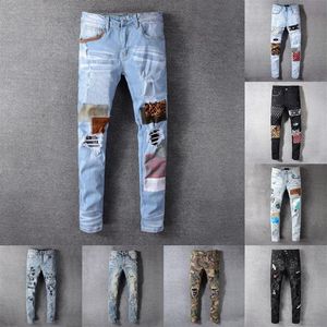 Amirs Mens Womens Designers Jeans Distressed Ripped Biker Slim Straight Denim For Men s Print Army Fashion Mans Skinny Pants183S