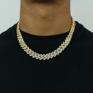 12mm Iced Cuban Link Prong Chain Neckbracelelet 14K Vitt guld pläterat 2-rads diamant kubiska zirkoniumsmycken 16inch-24inch271n