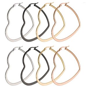 Hoopörhängen 1-4 par Hypoallergeniskt rostfritt stål Big Heart Set for Women Men Girls Silver/Black/Gold/Rose Gold