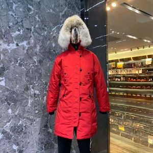 カナダのデザイナーは、ミッドレングスバージョンのパフダウンレディースジャケットダウンパーカス冬の濃い暖かいコートレディースウインドプルーフストリートウェア228チェンガオ01 875