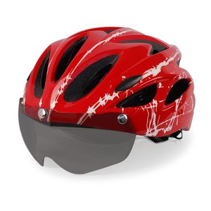 Capacete de bicicleta capacete de equitação com óculos de vento capacete de equitação de bicicleta moldado de uma peça PF