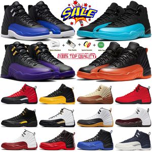 Top Air Jordan 12 12s Retro basketball shoes 12s mens sports sneakers university gold indigo black dark concord CNY cherry gym red high trainers with keychain