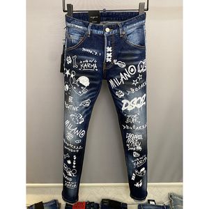 2023 Nya varumärken Jeans Slim Skinny Pencil Pants Slimming Man Emaciated Casual Trousers Men dsquare europeiska dragkedjan Klassisk pant grå jean bootcut stilig