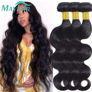 Lace Wigs Body Wave Bundles Human Hair Bundle 100% Unprocessed 30 32 Inch Virgin 1 3 4 Brazilian Nature Weave 231006