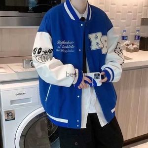 Мужские куртки lti-letter Embroidery Klein Blue Baseball Coat Мужская осенне-зимняя бейсбольная форма в винтажном стиле Модное свободное осеннее пальтоL231006