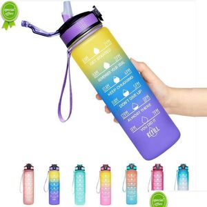 Butelki z wodą 1 litrowa butelka dla dziewcząt motywacyjny sport nieszczery na picie na zewnątrz podróżowanie na siłownię fitness.