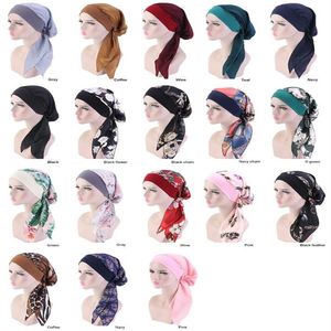 Hela 10st Lot Women Ladies Head Wrap Bandana Turban Cap Long Tail pannband Hat Girls Chemo Hair Loss Headwear Hat One Size267o